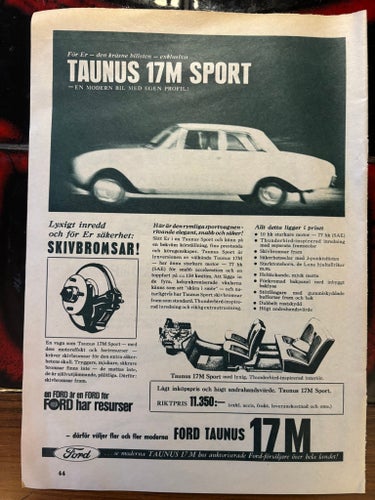 Ford Taunus 17m Sport 1963 annons
