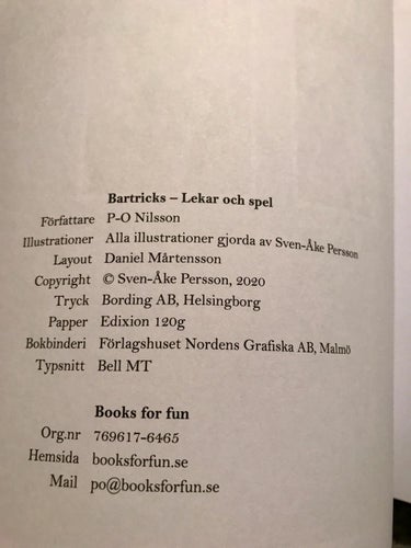 BARTRICKS LEKAR OCH SPEL P-O Nilsson mfl 2020