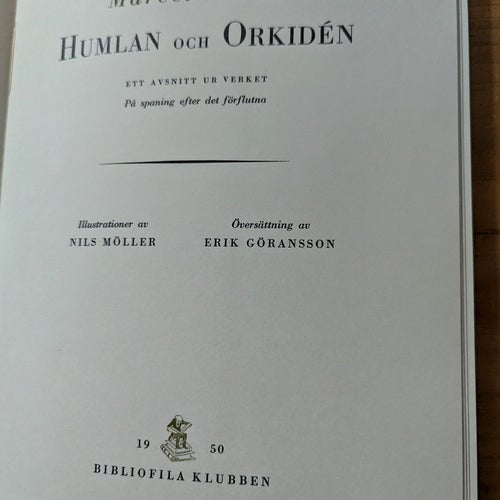 Humlan och orkidén av Marcel Proust - Bibliofila klubben 1950