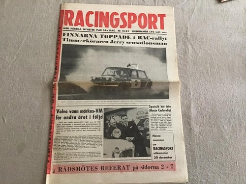 RACINGSPORT NR 16 1965 RAC RALLYT,MOTOCROSS TABEL,RALLY,BÅTMOTOR CRESCENT NYMANS