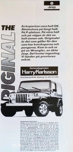 JEEP - HARRY KARLSSON BIL AB, TIDNINGSANNONS 1989