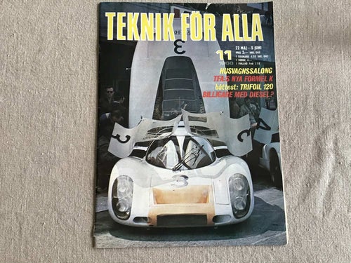 TEKNIK FÖR ALLA NR 11 1968 FORMEL K,BÅTTEST TRIFOIL,HUSVAGN MB 220d,MOSKVITCH