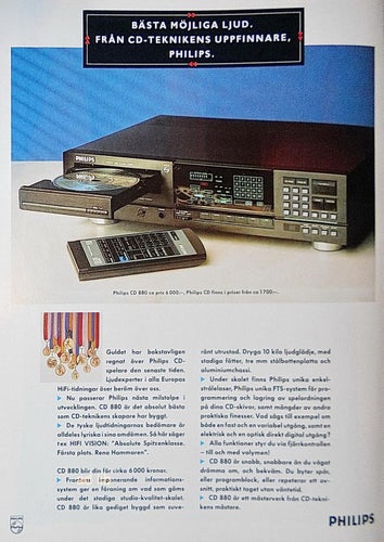 PHILIPS CD 880 - BÄSTA MÖJLIGA LJUD, TIDNINGSANNONS 1988