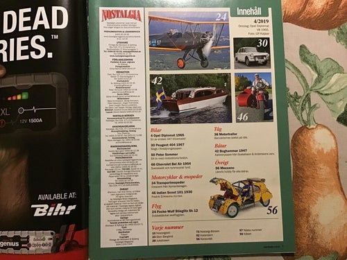 NOSTALGIA NR 4 2019 MECCANO SAMLING,PEUGEOT 404,OPEL DIPLOMAT,CYKLAR
