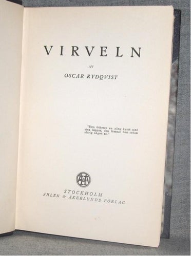 Oscar Rydqvist - Virveln. Originalutgåva