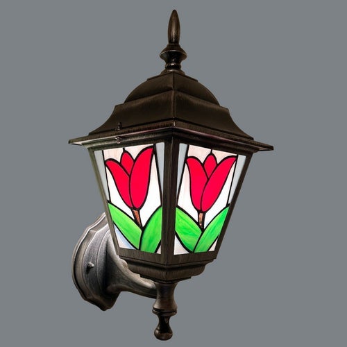 Stained Glass Outdoor Wall Light "Tulip" 2 stycken