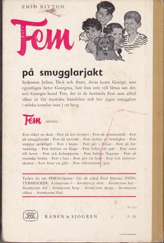 Enid Blyton / Fem På Smugglarjakt (1965) / Kartonnage / Bra skick