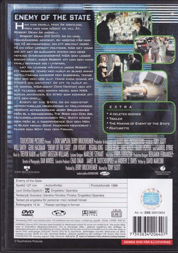 DVD / Enemy Of The State / Special Edition / Will Smith / Nära nyskick