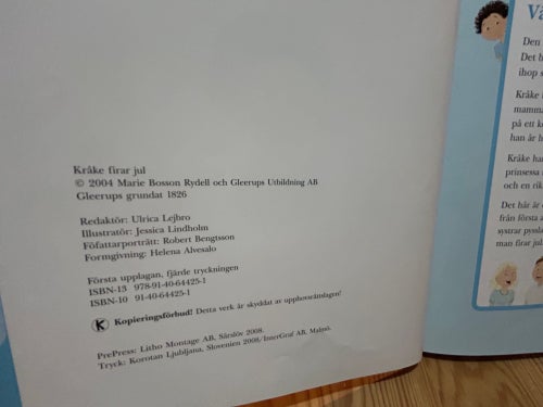 Kråke firar Jul av Marie Bosson Rydell, Jessica Lindholm, Very fine plus