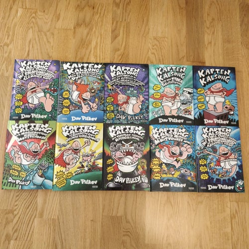 10 st Kapten Kalsong - Bokpaket - Dav Pilkey