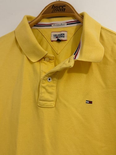 Hilfiger Denim gul pikétröja, storlek XXL