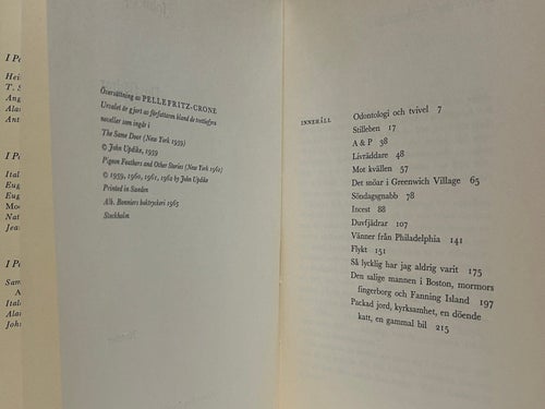 Duvfjädrar av John Updike. Bok. Very good plus