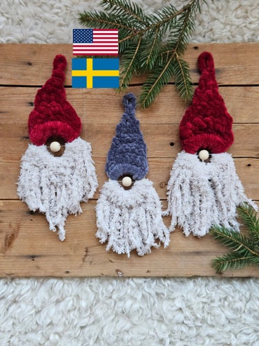 Tomte på ring PDF virkmönster jul christmas ornament