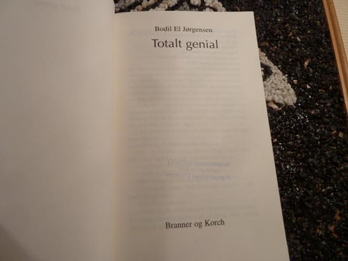 TOTAL GENIAL, BODIL EL JØRGENSEN, 1996, BOG, BOK PÅ DANSKA