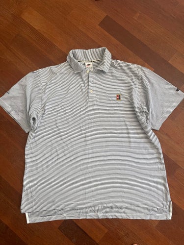 Nike vit och svart pikétröja, storlek L Pete Sampras