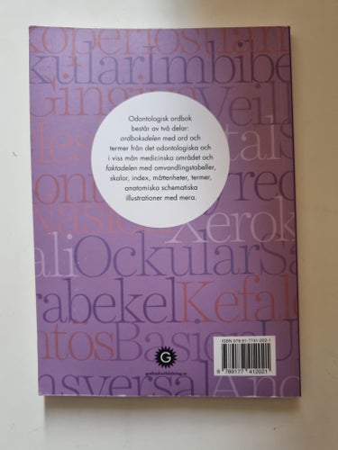 ORDBOK ODONTOLOGISK av Siv Edlund & Bo Lundgren, 1987