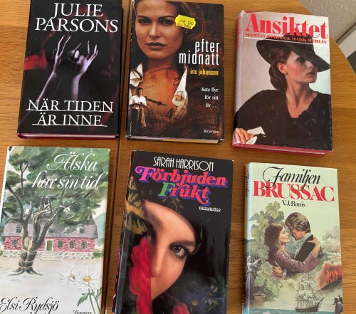 6 inbundna böcker – romaner, spänning & kärlek – Julie Parsons m.fl.