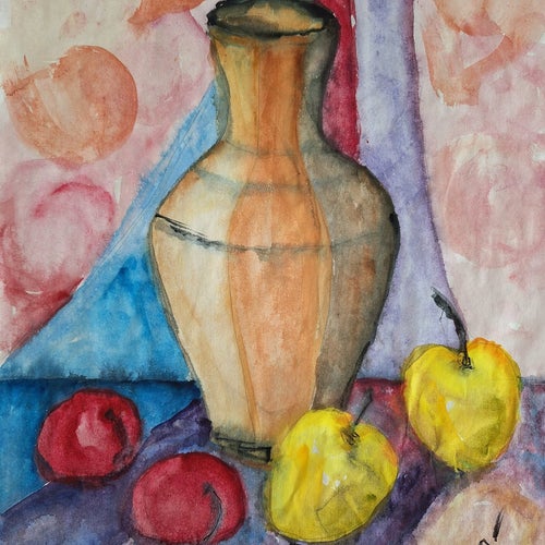 Dramatic Watercolor Still Life by Christina Svensson Copyright Frukt och Vas