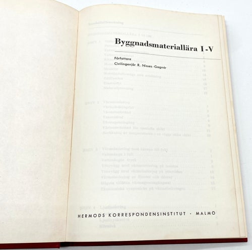 Byggnadsmateriallära I-V av R. Nisses-Gagnér
