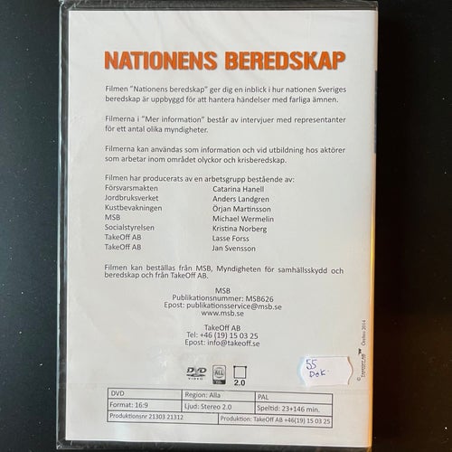 NATIONENS BEREDSKAP - HÄNDELSER MED FARLIGA ÄMNEN. DVD DOKUMENTÄR SV. INPLASTAD
