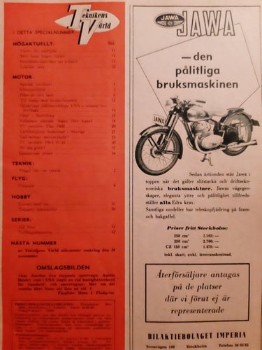 Teknikens Värld nr 22 1953: Fiat 1900, BSA B 33