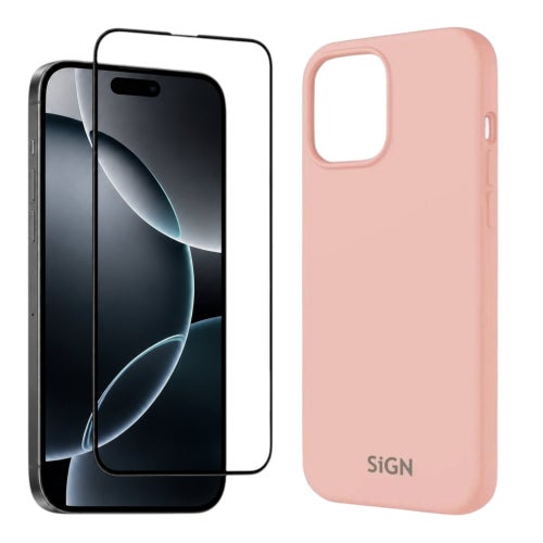 [Paket] iPhone 15 Pro Max - Rosa Silikonskal + 9H 9H Härdat Glas Skärmskydd