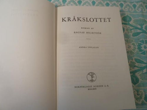 KRÅKSLOTTET, R. HOLMSTRÖM, 1945,  BÖCKER