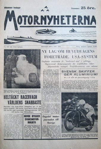 Motornyheterna 1934-46 Rekord MB Mercedes Racer..7-Klubbars