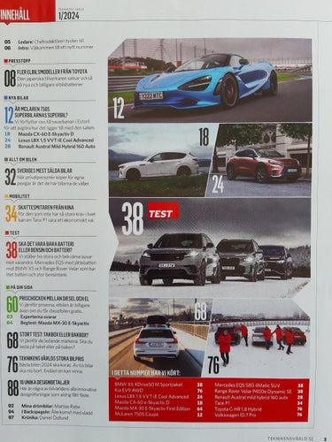 Teknikens Värld nr 1 2024: BMW X5, Range Rover Velar, Mercedes EQS, Lexus LBX