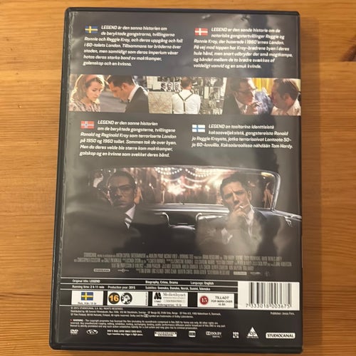 DVD - Legend - Tom Hardy - svensk text