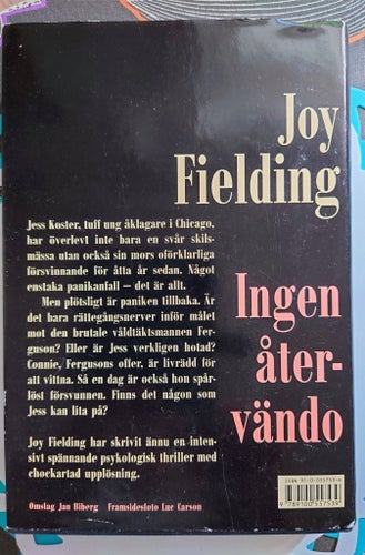 Ingen återvändo av Joy Fielding Inbunden