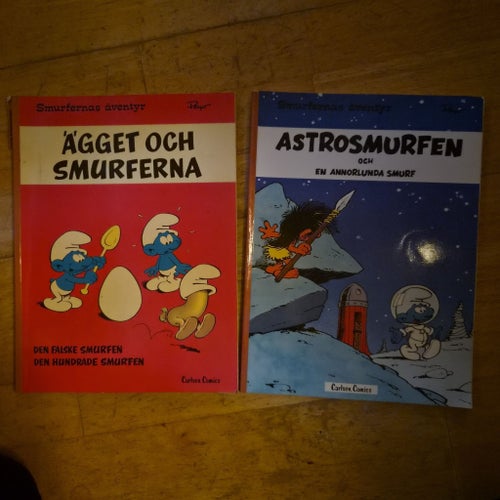 2 st Smurfernas äventyr: Ägget och Smurferna samt Astrosmurfen, 1979