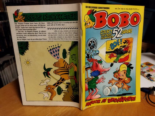 Bobo 1985 nr 3. Very Fine plus. Stefan Lynggard Ronny Andersson Tency Andersson