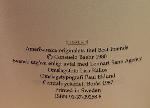 Bästa vänner av Consuelo Baehr. Bok. Very Good Plus