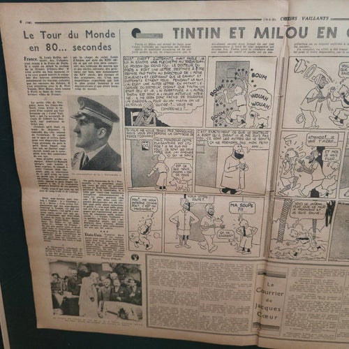 Tintin et Milou en Orient, 1935 - Original Cœurs Vaillants-sida, inramad