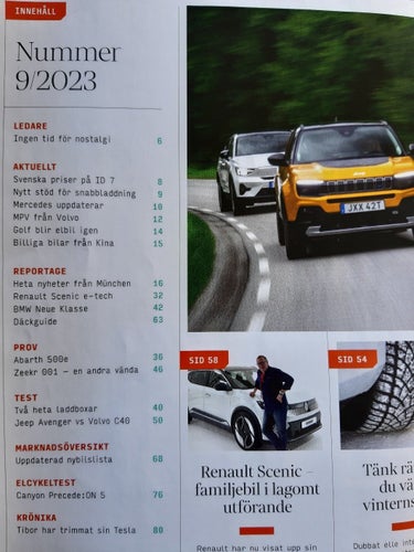 Elbilen nr 9 2023: Jeep Avenger, Volvo C40, Abarth 500e, Zeekr 001