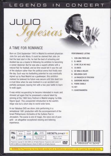 DVD / Julio Iglesias / A Time For Romance / Legends In Concert