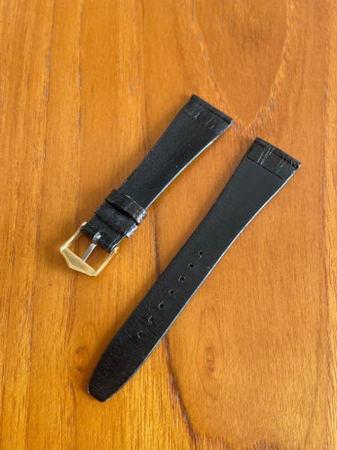 Läderband 20mm Krokodil Svart vintage