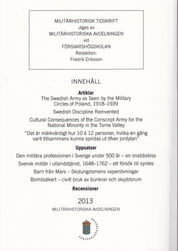 Militärhistorisk Tidskrift 2013