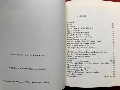 JOYCE CHEN COOK BOOK 1962