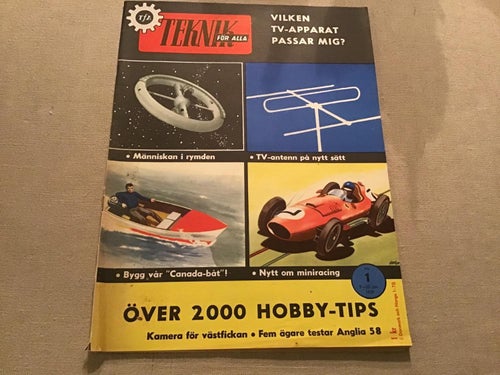 TEKNIK FÖR ALLA NR 1 1959 ANGLIA 58,RYMDEN,SPIONKAMERA,BILBANA MINIRACING,