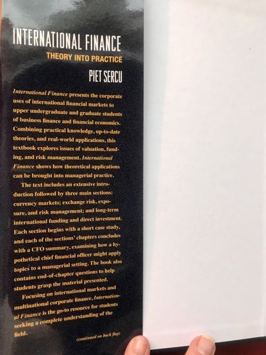 INTERNATIONAL FINANCE Theory into practice Piet Sercu 2009