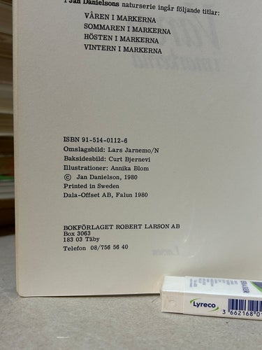 Våren i markerna av Jan Danielson. bok, Very Good plus