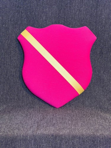 Märkestavla för simmärken/smycken knallrosa/guld satin