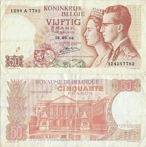 1966 (16 May), 50 Francs - Belgium | P-139a.3
