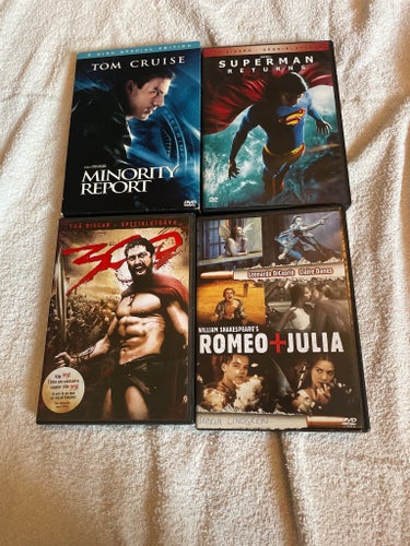 DVD-filmer: Minority Report, Superman Returns, 300, Romeo + Julia