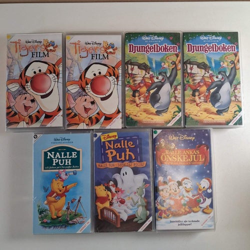 Parti ca 13 st Walt Disney VHS Klassiker Barnfilm Nalle Puh Djungelboken