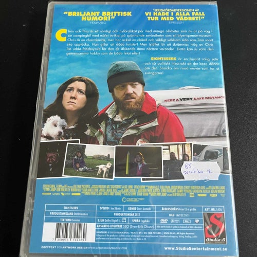 SIGHTSEERS. INPLASTAD DVD SVART KOMEDI -12. STUDIO S