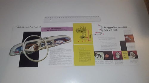 Renault Dauphine 12 sidor tryckt 1957 text danska