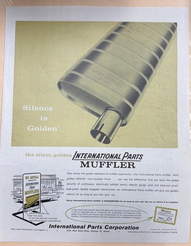 Tidningsutdrag 1959 Muffler International Parts Corp.